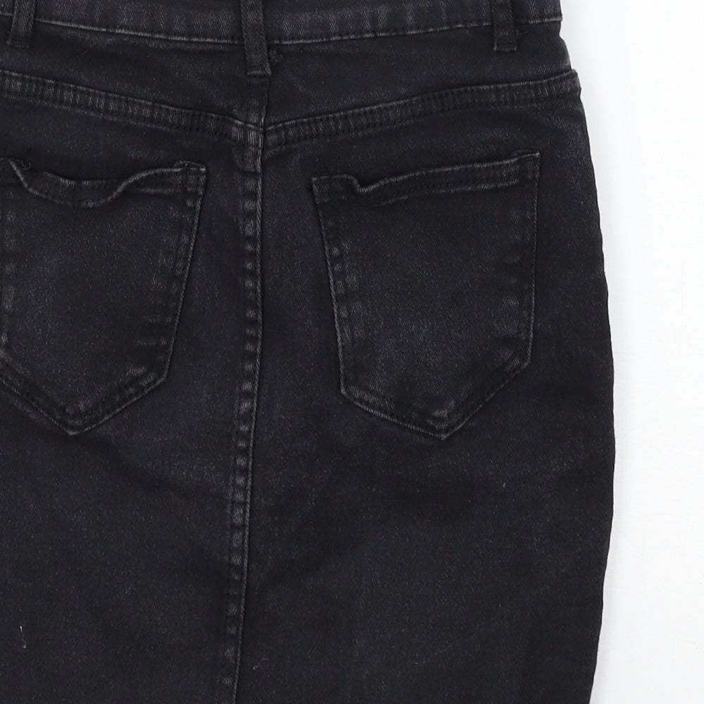 Yu & me Womens Black  Denim A-Line Skirt Size S  - Distressed
