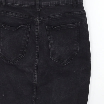 Yu & me Womens Black  Denim A-Line Skirt Size S  - Distressed