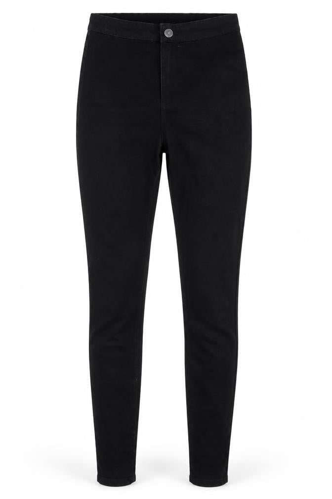 Front view of Denim & Co. women’s black denim jegging jeans, size UK 6, 29-inch leg