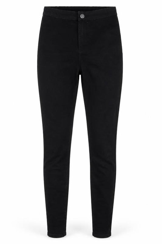 Front view of Denim & Co. women’s black denim jegging jeans, size UK 6, 29-inch leg