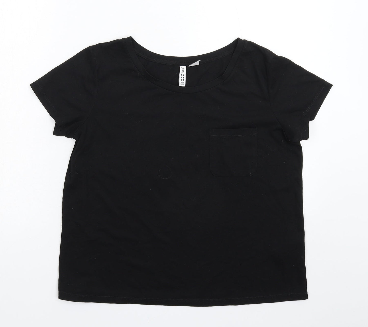 Womens UK Size S Divided Black Basic T-Shirt