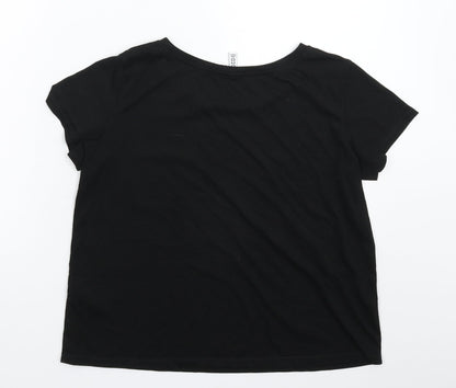 Womens UK Size S Divided Black Basic T-Shirt