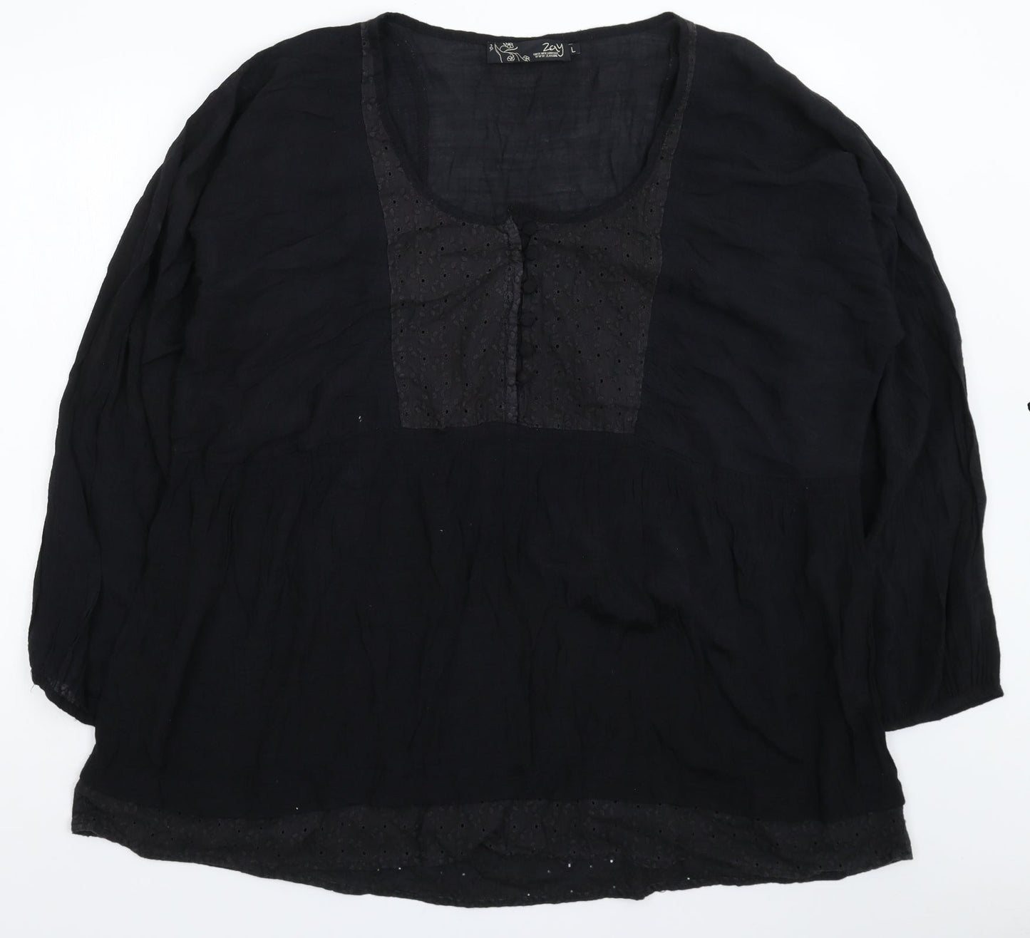 Zay Womens Black   Shirt Dress  Size L