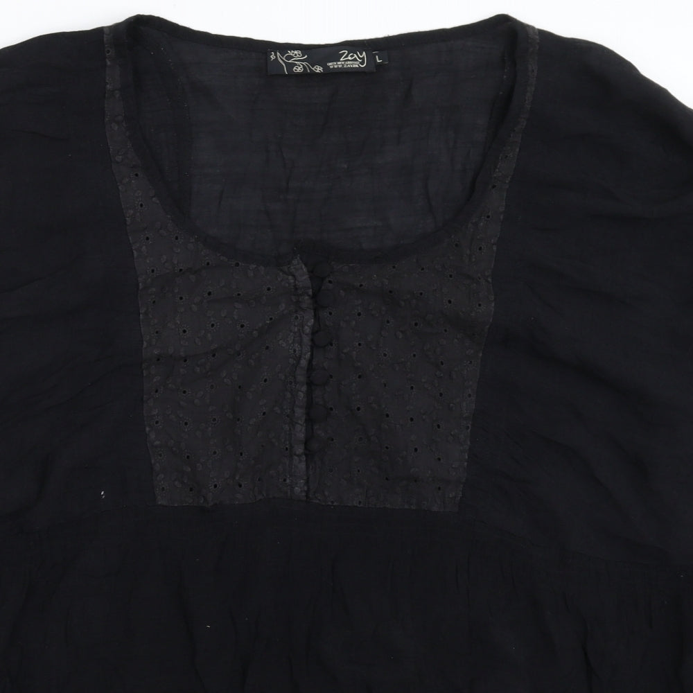 Zay Womens Black   Shirt Dress  Size L