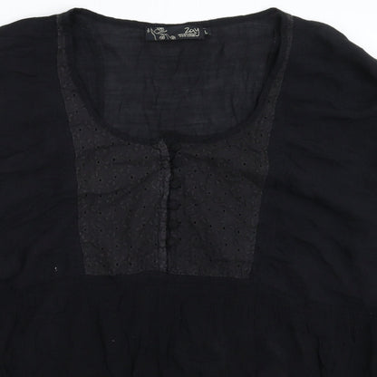 Zay Womens Black   Shirt Dress  Size L