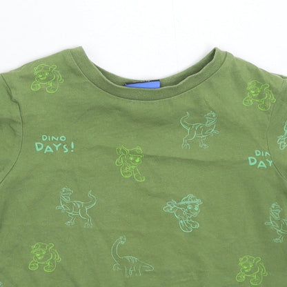 Close-up detail of George girls’ green basic t-shirt, size 2-3, years