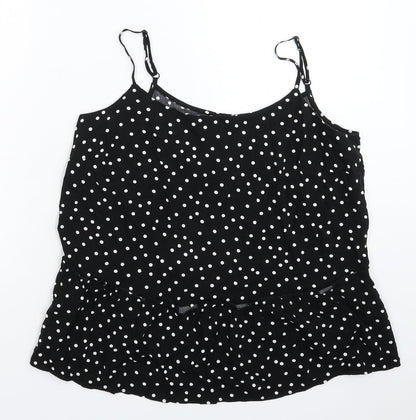George Womens Black Polka Dot  Basic Tank Size 12