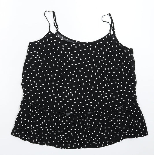 George Womens Black Polka Dot  Basic Tank Size 12