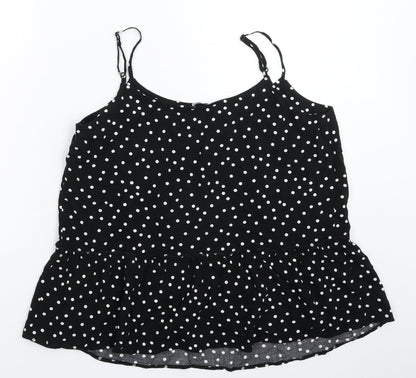 George Womens Black Polka Dot  Basic Tank Size 12