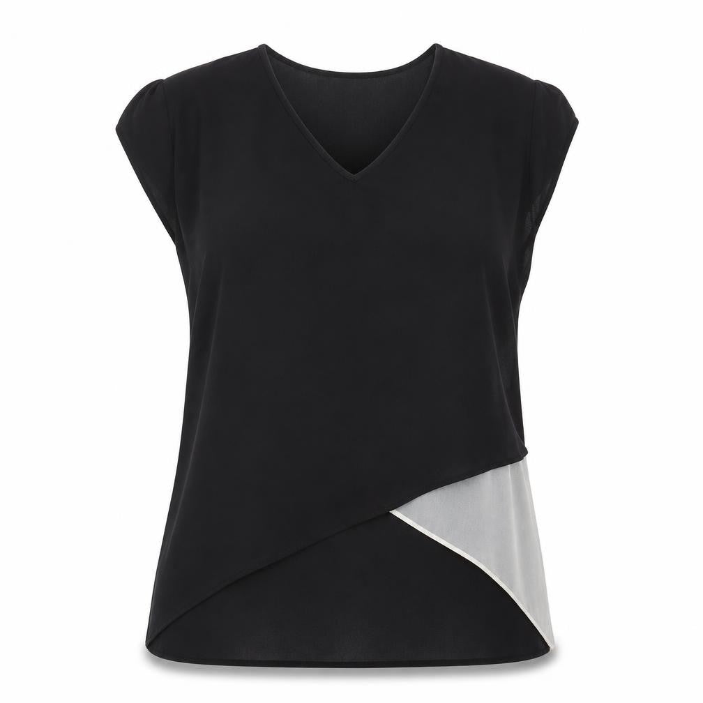 Front view of Kelso women’s black basic blouse, size UK 12