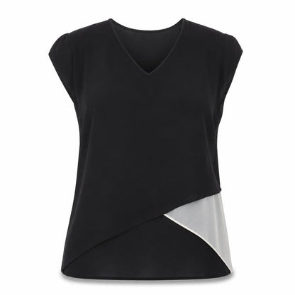 Front view of Kelso women’s black basic blouse, size UK 12