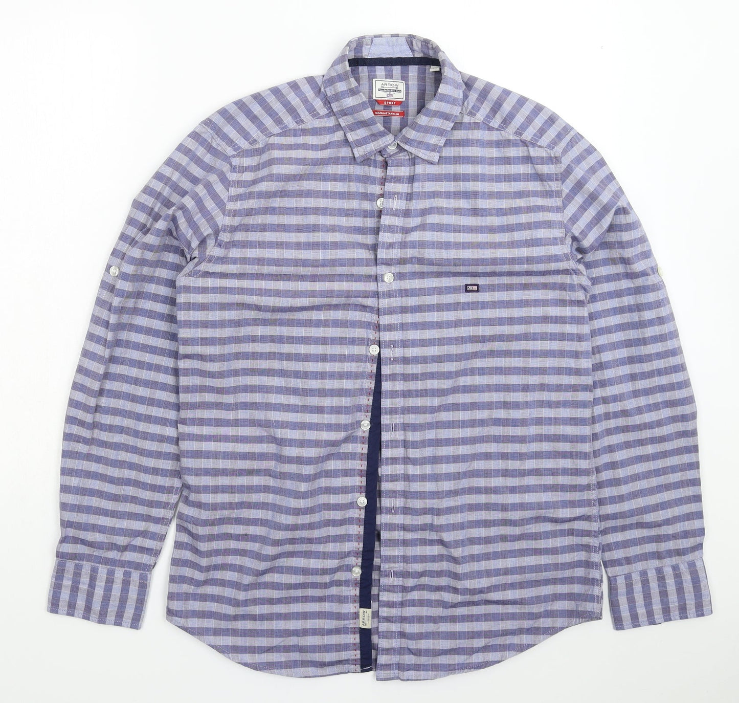 Arrow Mens Blue Striped   Button-Up Size M