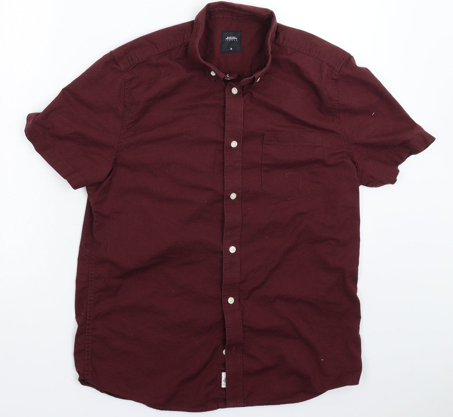 Mens UK Size M Burton Brown  Button-Up Short Sleeve Casual Shirt