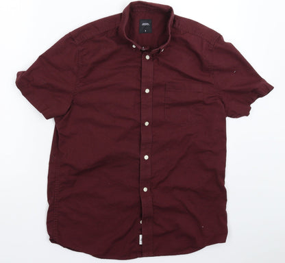 Mens UK Size M Burton Brown  Button-Up Short Sleeve Casual Shirt