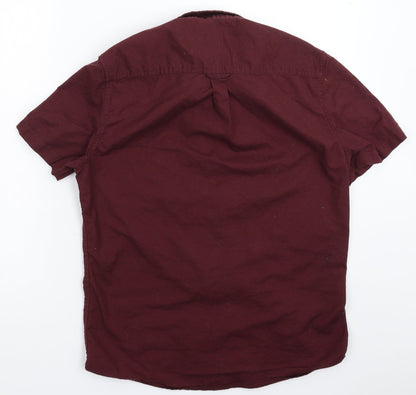 Mens UK Size M Burton Brown  Button-Up Short Sleeve Casual Shirt