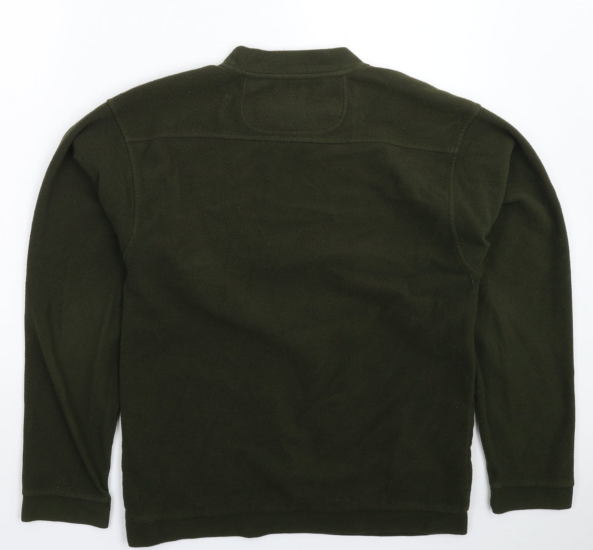 Back view of Jack Orton men’s green fleece pullover sweatshirt, size S