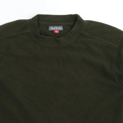 Close-up detail of Jack Orton men’s green fleece pullover sweatshirt, size S
