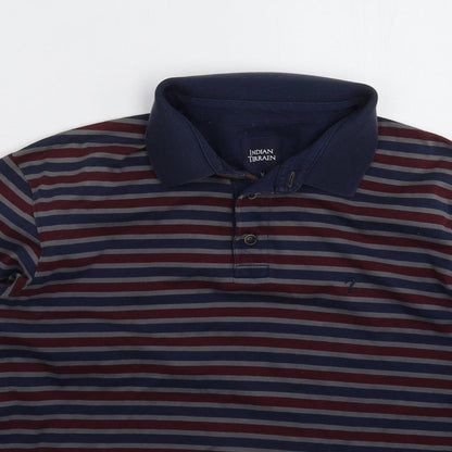 Indian Terrain Mens Multicoloured Striped   Polo Size M