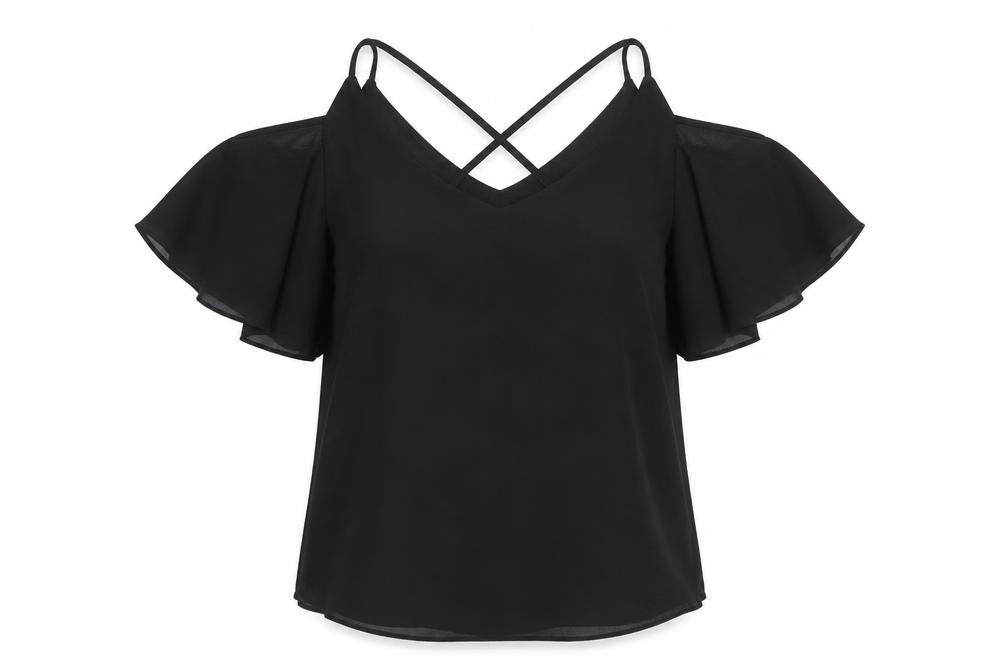 Womens UK Size 8 New Look Black Basic Blouse