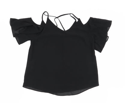 Womens UK Size 8 New Look Black Basic Blouse