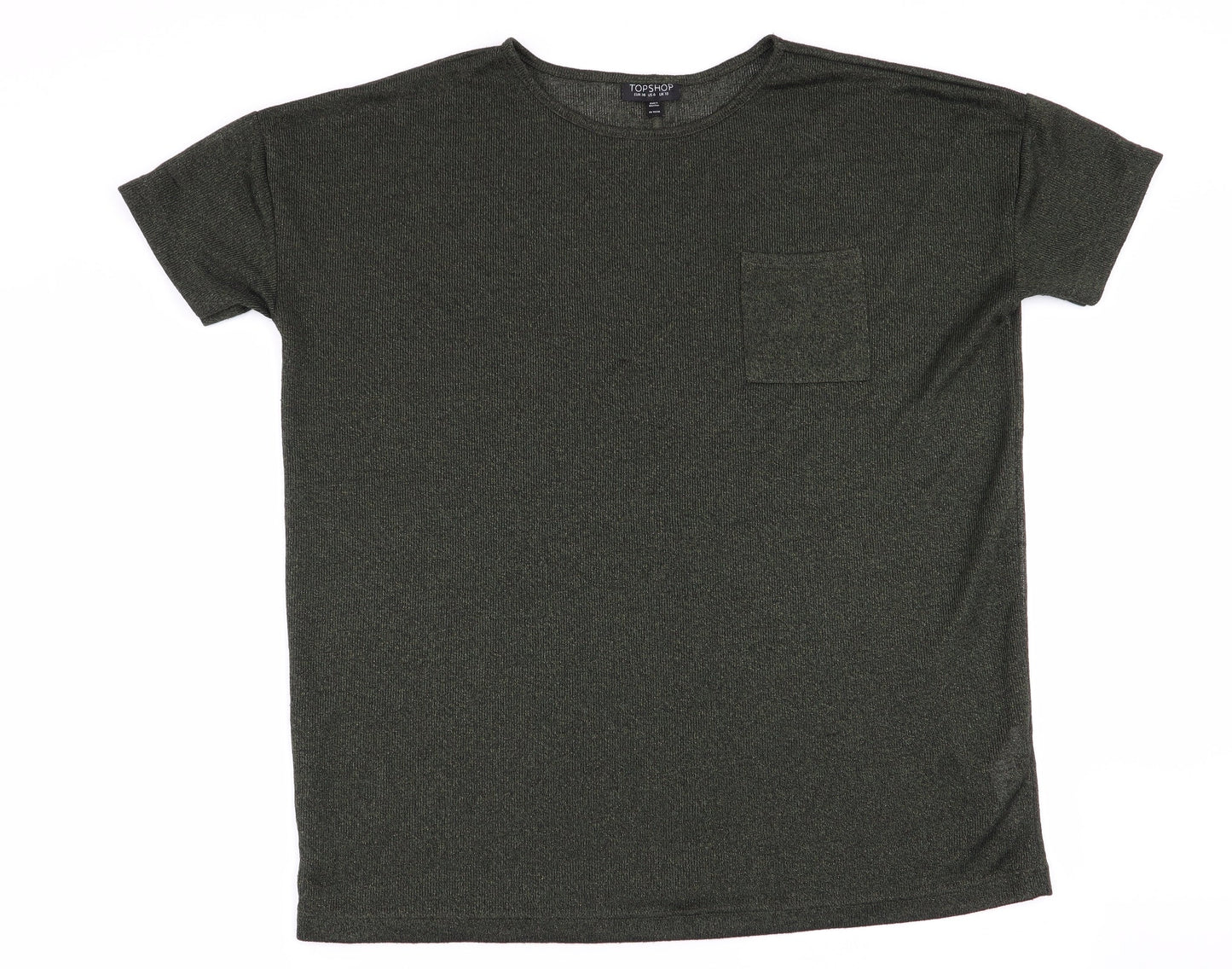 Womens UK Size 10 Topshop Green Basic T-Shirt