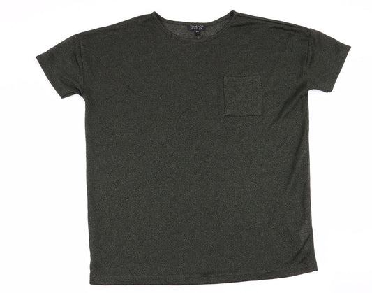 Womens UK Size 10 Topshop Green Basic T-Shirt