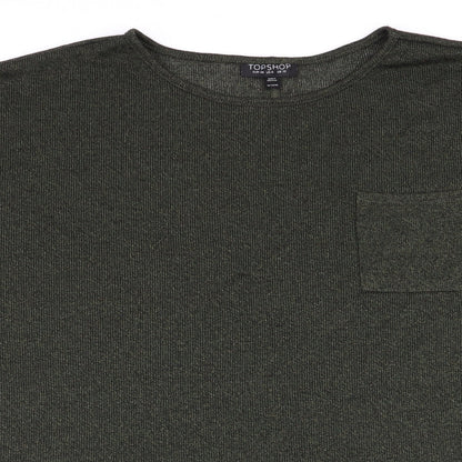 Womens UK Size 10 Topshop Green Basic T-Shirt