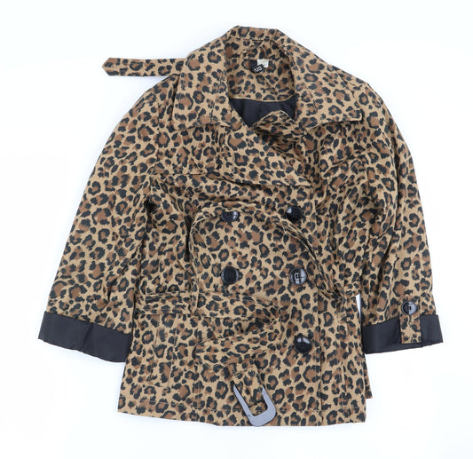 Divided by H&M Womens Multicoloured Animal Print  Overcoat Coat Size 10