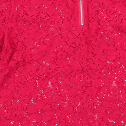 Womens UK Size 12 New Look Red Basic Blouse