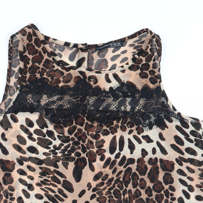 Primark Womens Multicoloured Animal Print  Basic Blouse Size 10