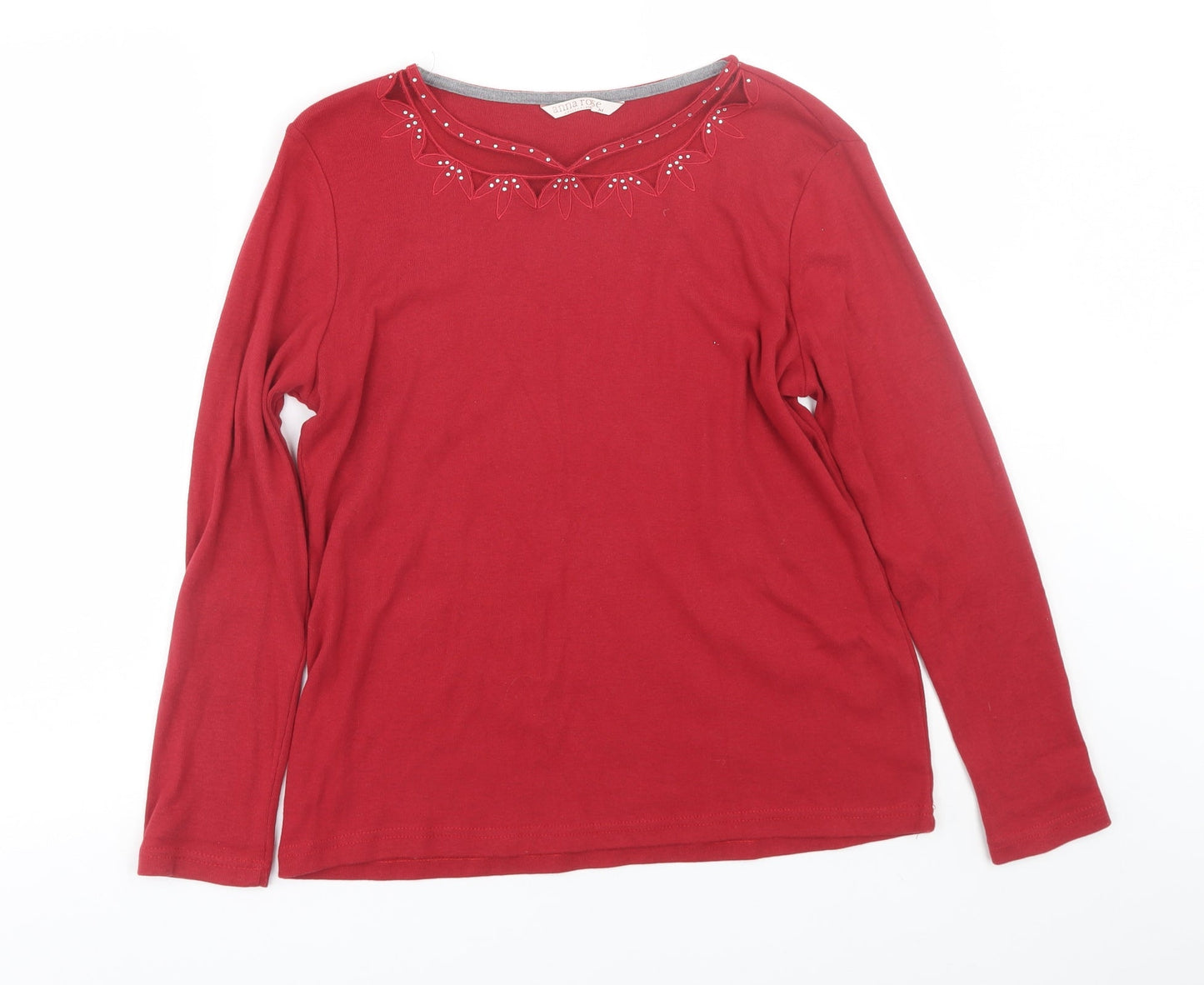 Womens UK Size M Anna rose Red Basic T-Shirt