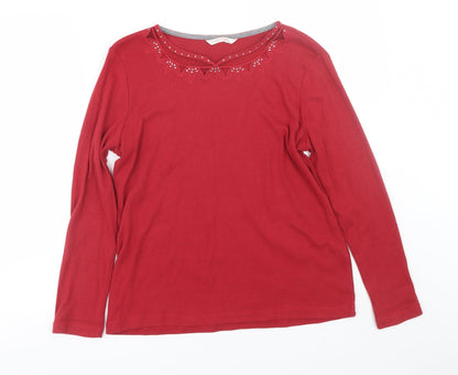 Womens UK Size M Anna rose Red Basic T-Shirt