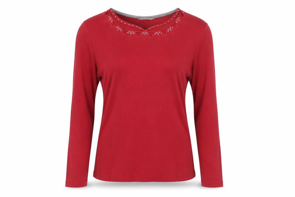Womens UK Size M Anna rose Red Basic T-Shirt
