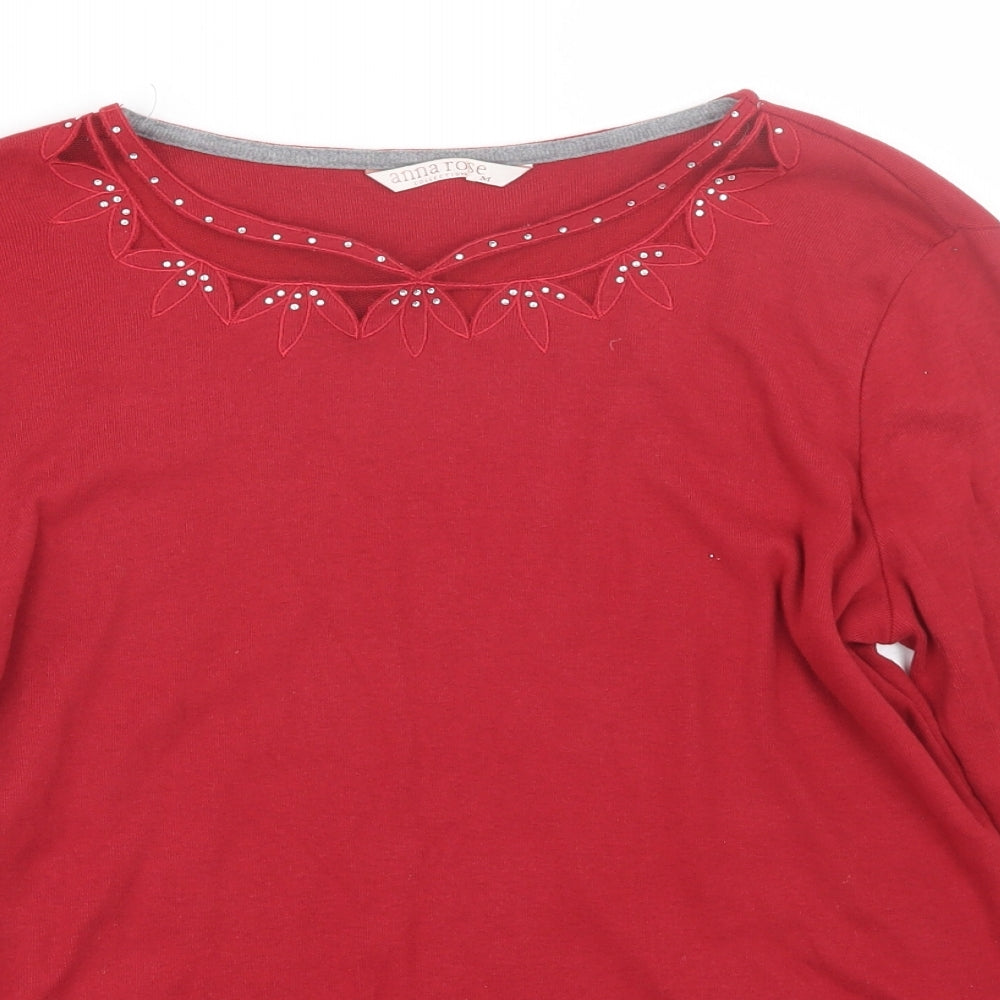 Womens UK Size M Anna rose Red Basic T-Shirt