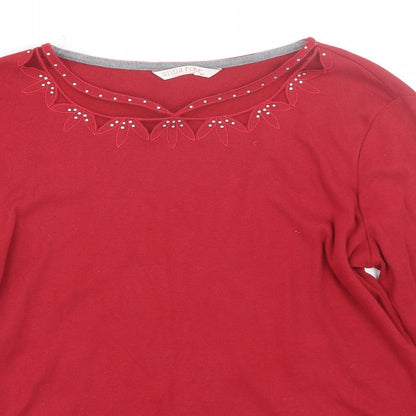 Womens UK Size M Anna rose Red Basic T-Shirt