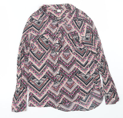 Monsoon Womens Multicoloured Geometric  Basic Button-Up Size 8