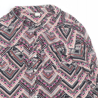Monsoon Womens Multicoloured Geometric  Basic Button-Up Size 8