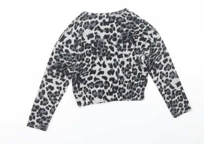 Primark Girls Grey Animal Print  Basic T-Shirt Size 8-9 Years