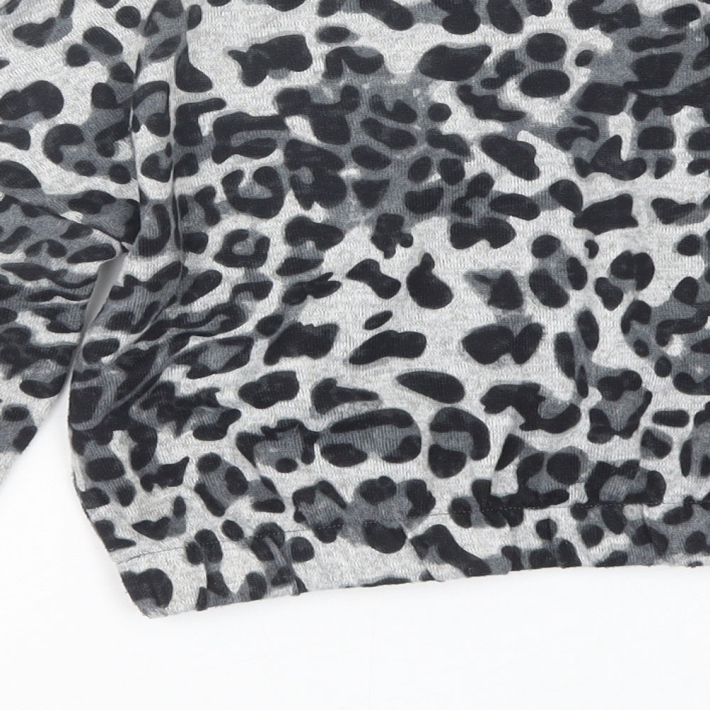 Primark Girls Grey Animal Print  Basic T-Shirt Size 8-9 Years