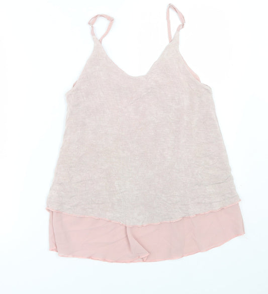 Womens UK Size M Preworn Pink Basic Tank