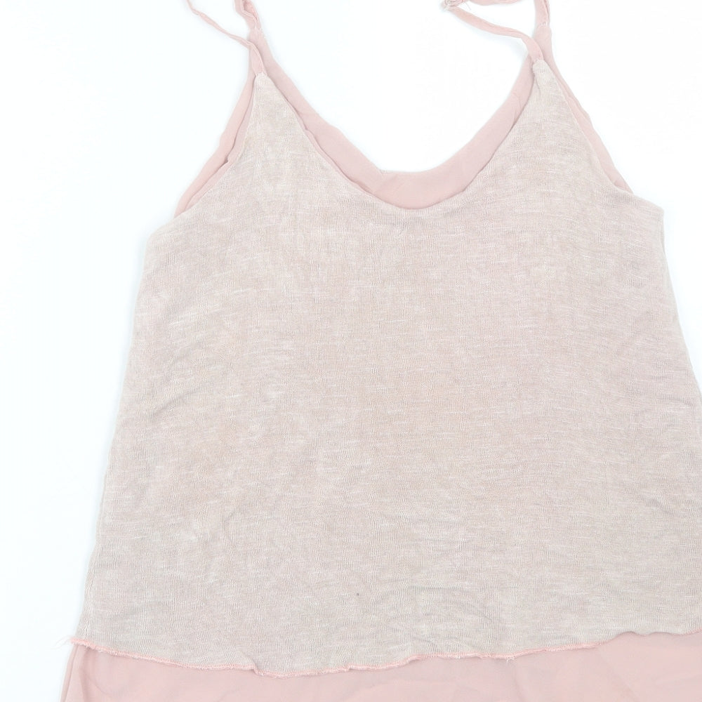 Womens UK Size M Preworn Pink Basic Tank