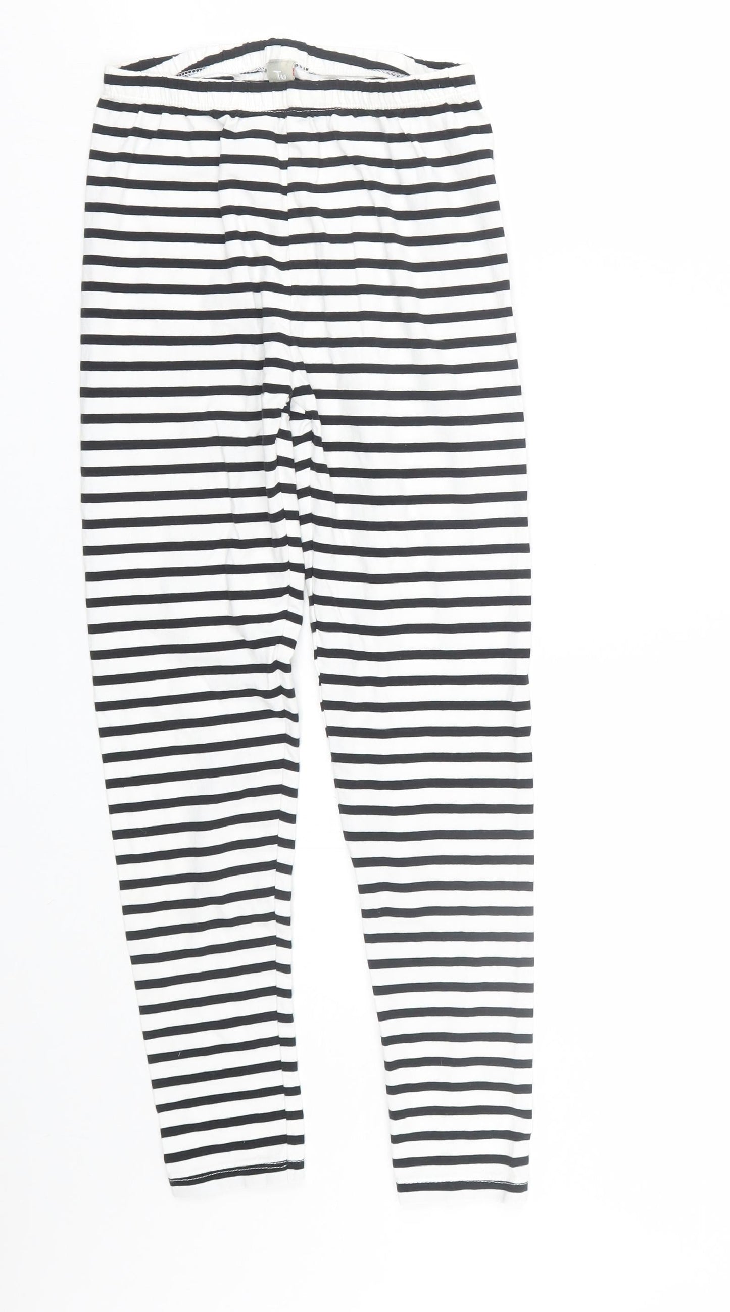 TU Girls White Striped  Capri Trousers Size 12 Years