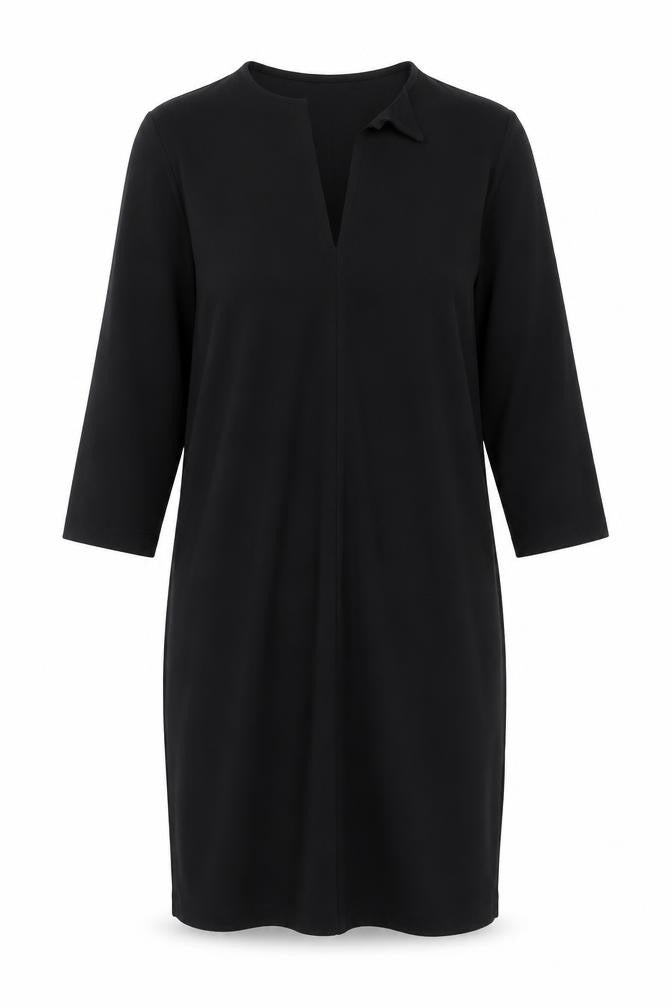 Front view of H&M women’s black t-shirt dress, size S