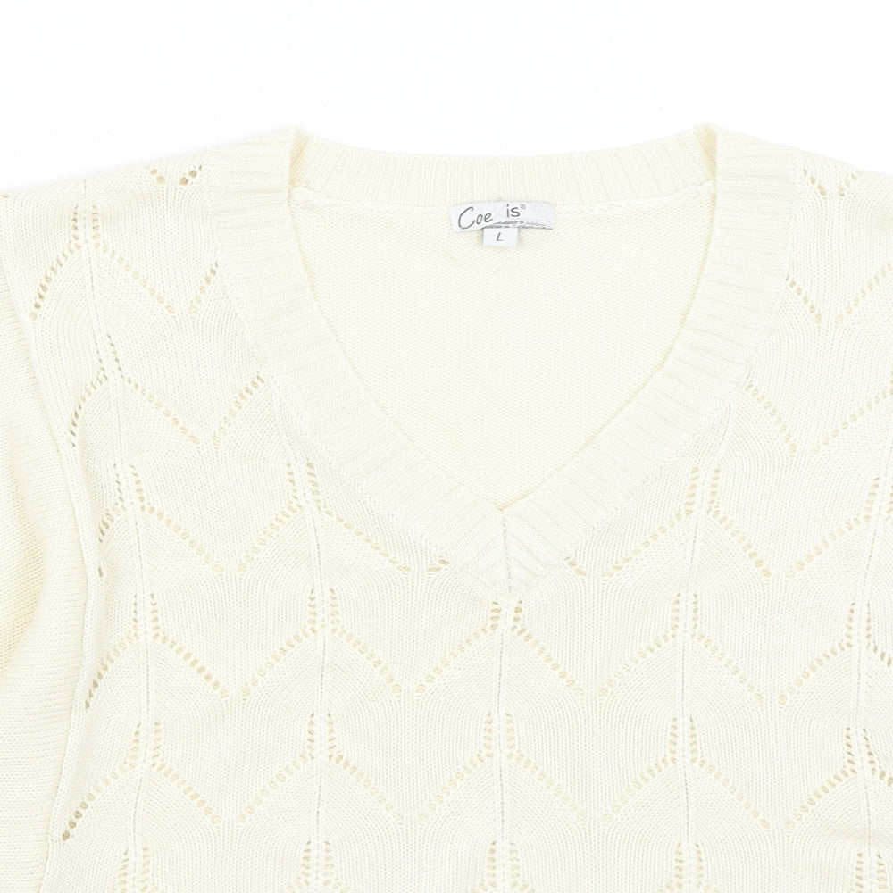 Coecis Womens Ivory   Pullover Jumper Size L