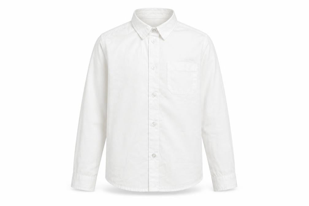 Front view of Pep&Co boys’ white basic button-up, size 8-9, years
