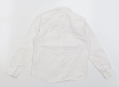 Back view of Pep&Co boys’ white basic button-up, size 8-9, years