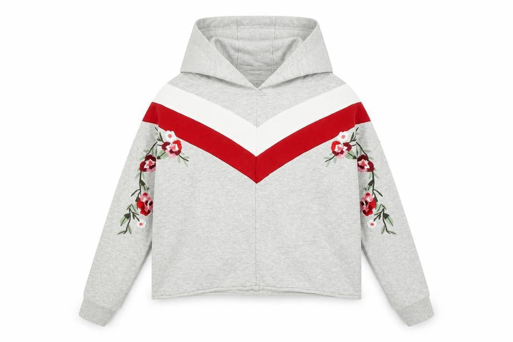 Front view of Next girls’ grey pullover hoodie, size 11, years