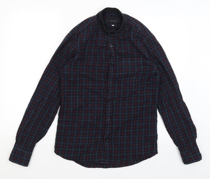 River Island Mens Blue Plaid   Button-Up Size XS