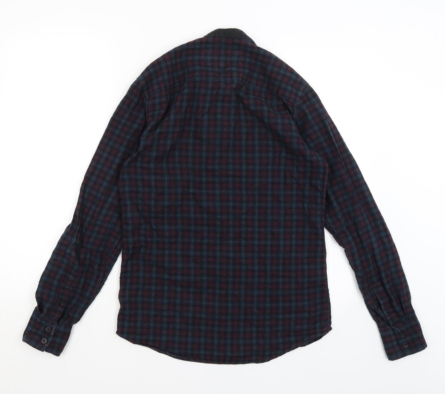 River Island Mens Blue Plaid   Button-Up Size XS