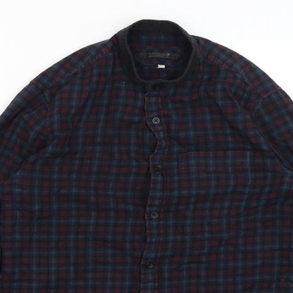 River Island Mens Blue Plaid   Button-Up Size XS